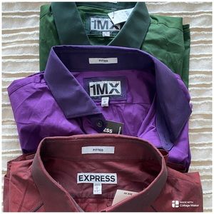 Set of 3 Men’s Express Dress Shirts Size XL-L